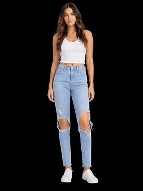 Levi’s Women’s High Rise Skinny Ankle Light Wash Distressed Jeans, 27